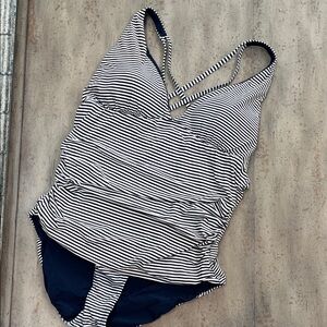 Striped Navy & White One-Piece Swimsuit
